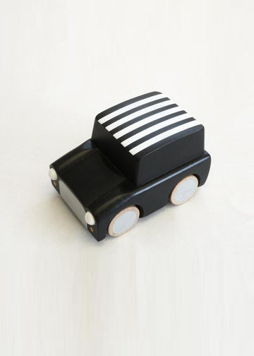 KURUMA WIND UP CAR - BLACK/WHITE STRIPE